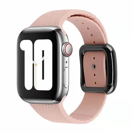 Black Silicone Watch Band With Buckle Compatible Apple Watch