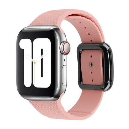 Black Silicone Watch Band With Buckle Compatible Apple Watch