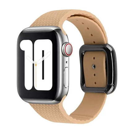 Black Silicone Watch Band With Buckle Compatible Apple Watch