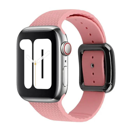 Black Silicone Watch Band With Buckle Compatible Apple Watch