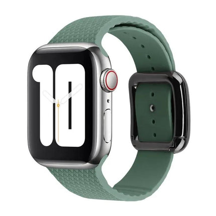 Black Silicone Watch Band With Buckle Compatible Apple Watch
