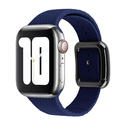 Black Silicone Watch Band With Buckle Compatible Apple Watch