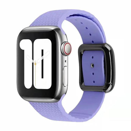 Black Silicone Watch Band With Buckle Compatible Apple Watch
