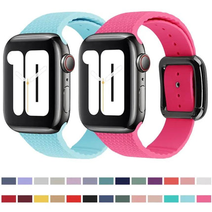 Black Silicone Watch Band With Buckle Compatible Apple Watch