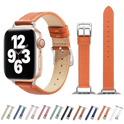 14mm Cowhide Leather Band Adjustable For Apple Watch 38-45mm