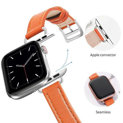 14mm Cowhide Leather Band Adjustable For Apple Watch 38-45mm