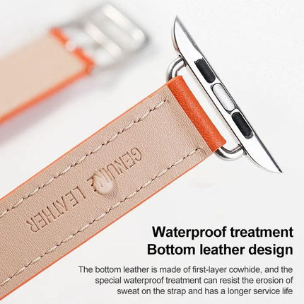 14mm Cowhide Leather Band Adjustable For Apple Watch 38-45mm