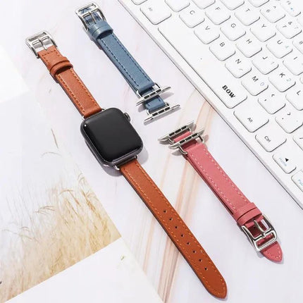 14mm Cowhide Leather Band Adjustable For Apple Watch 38-45mm
