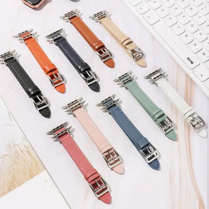 14mm Cowhide Leather Band Adjustable For Apple Watch 38-45mm