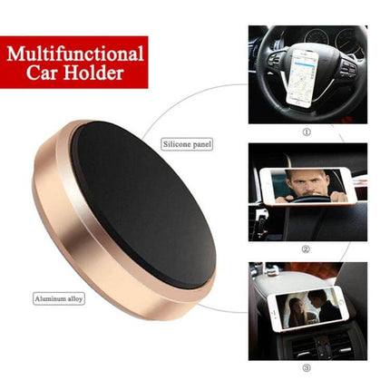A8 Car Magnetic Phone Holder With Strong Adhesive Mounting - compact zinc alloy car mount with silicone panel for dashboard hands-free use