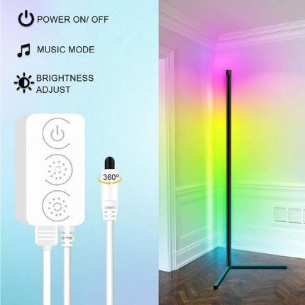 Add ambiance to your home with GVVOOHOME LED floor light showing RGB corner glow, app control, music mode, brightness adjust remote