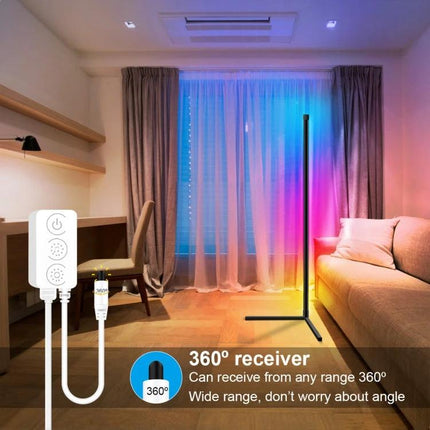 Add ambiance to your home with GVVOOHOME LED floor light in living room displaying RGB mood lighting controlled by mobile app