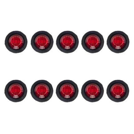 10 In 1 Truck Trailer LED Round Side Marker Lamp Red Light - set of ten round red 12V LED side marker lights for trailers, vans, caravans, trucks