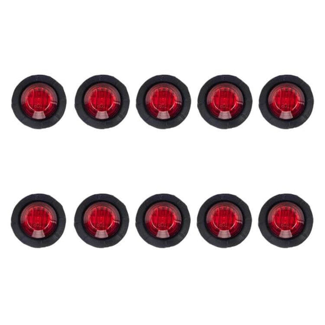 10 In 1 Truck Trailer LED Round Side Marker Lamp Red Light - set of ten round red 12V LED side marker lights for trailers, vans, caravans, trucks
