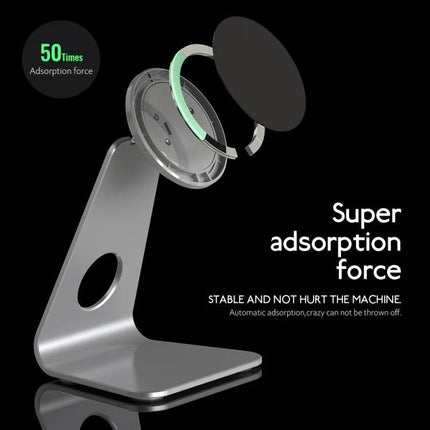R-JUST Round Desktop Magnetic Holder for Stable Phone Placement - aluminum alloy stand with strong magnetic pad for hands-free video calls and streaming