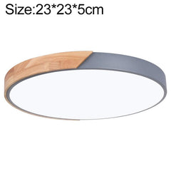 Elegant Wood Macaron LED Round Ceiling Light with Cool White Illumination