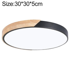 Elegant Wood Macaron LED Round Ceiling Light with Cool White Illumination