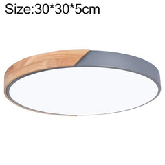 Elegant Wood Macaron LED Round Ceiling Light with Cool White Illumination