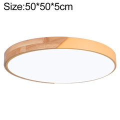 Elegant Wood Macaron LED Round Ceiling Light with Cool White Illumination