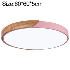 Elegant Wood Macaron LED Round Ceiling Light with Cool White Illumination