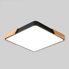 Modern Wood Macaron LED Square Ceiling Light with Cool White Illumination