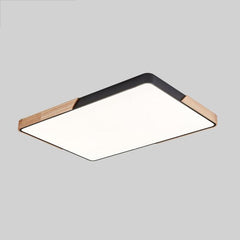 Wooden Frame LED Rectangle Ceiling Light with Cool White Illumination