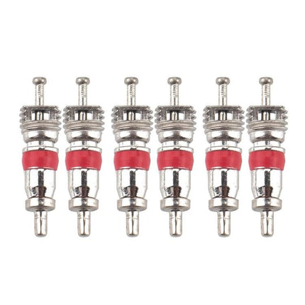 Tire Repair Kit for Everyday Vehicle Maintenance Needs - set of six metal valve cores with red seals for car and bicycle tire repairs