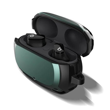 Bumblebee Armor Case for Everyday Earbud Protection and Carrying open green case showing earbuds and secure interior