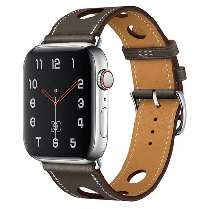 PU Leather Apple Watch Band Silver Buckle Various Sizes