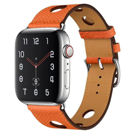 PU Leather Apple Watch Band Silver Buckle Various Sizes
