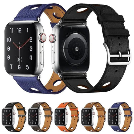 PU Leather Apple Watch Band Silver Buckle Various Sizes