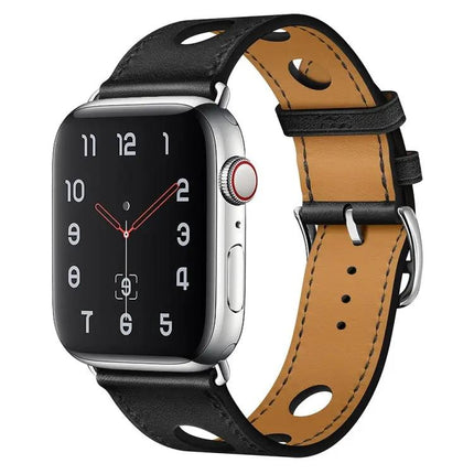 PU Leather Apple Watch Band Silver Buckle Various Sizes