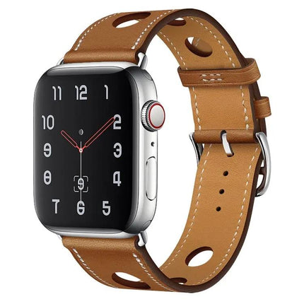 PU Leather Apple Watch Band Silver Buckle Various Sizes
