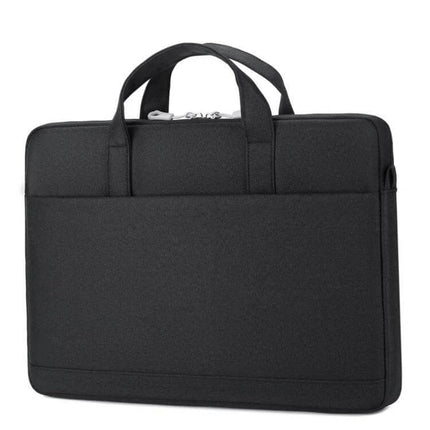 Waterproof Oxford Cloth Laptop Handbag for 15-Inch Laptops in black, water-repellent protective sleeve with handles and front pocket