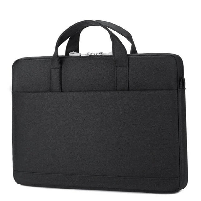 Waterproof Oxford Cloth Laptop Handbag for 15-Inch Laptops in black, water-repellent protective sleeve with handles and front pocket