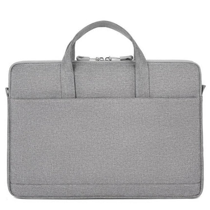 Waterproof Oxford Cloth Laptop Handbag for 15-Inch Laptops – gray water-repellent Oxford laptop bag with handles, front pocket and zip closure