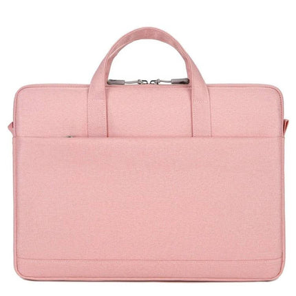 Waterproof Oxford Cloth Laptop Handbag for 15-Inch Laptops in pink, water-repellent Oxford cloth briefcase with handles and front pocket