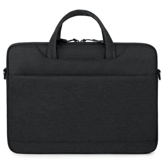 Waterproof Oxford Cloth Laptop Handbag for 13.3-14 and 15-16 Inch Laptops – black water-repellent Oxford cloth briefcase with handles and front pocket