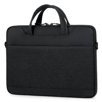 Waterproof Oxford Cloth Laptop Handbag for 13.3-14 and 15-16 Inch Laptops - black water-repellent Oxford carry bag with handles and front pocket