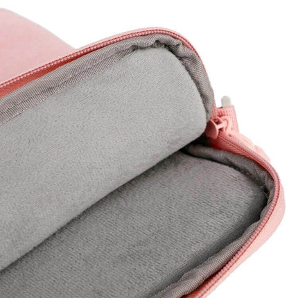 Waterproof Oxford Cloth Laptop Handbag for 13.3-14 and 15-16 Inch Laptops showing soft grey padded interior and zipper in pink exterior