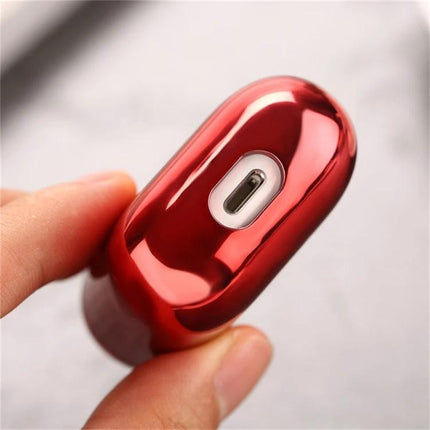 A Protective Case for AirPods During Daily Activities shiny red electroplated TPU case showing charging port protection