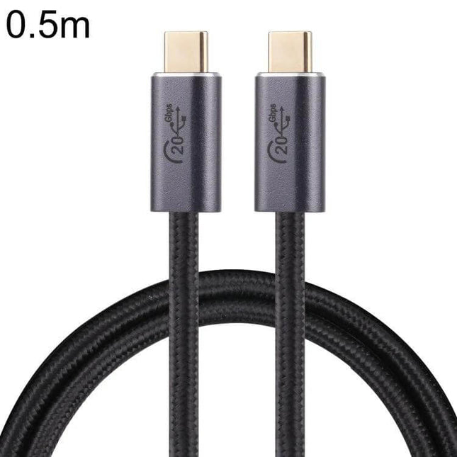 Braided USB-C to USB-C Cable for Data Transfer and Charging, 0.5m braided cable with USB-C connectors for fast charging and file sync