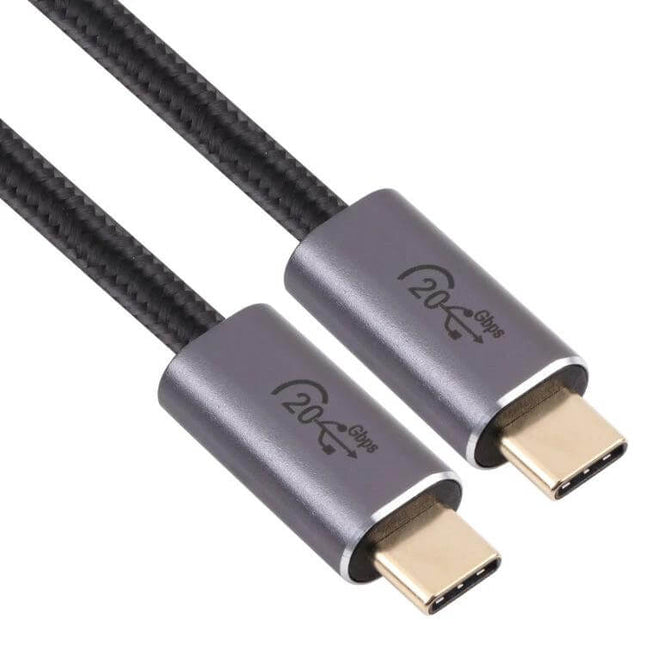 Braided USB-C to USB-C Cable for Data Transfer and Charging — durable braided cable with gold USB-C connectors for fast charging and file sync