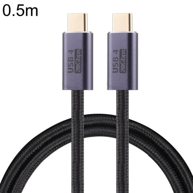 USB-C to USB-C Braided Cable for Data Transfer and Charging, 0.5m black braided USB4 cable with reversible Type-C connectors for fast sync and charging