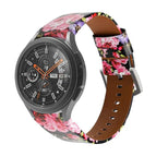 For Samsung Galaxy Watch4 40mm / 44mm / Black Pink Flowers