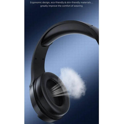 Awei Wired USB Gaming Headset With Ambient Light For Chat showing black over-ear design with breathable ear cushion