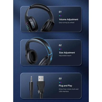 Awei Wired USB Gaming Headset With Ambient Light For Chat USB plug 40mm drivers volume wheel adjustable size comfortable