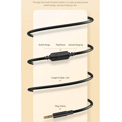 Awei Wired Stereo Headset With Comfortable Ear Cups For Commuting wired cable inline control 3.5mm plug 1.2m length