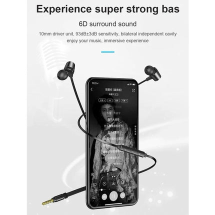 Awei Wired In Ear Earphones For Commuting And Work Use Black lightweight metal housing with inline controls and 3.5mm plug