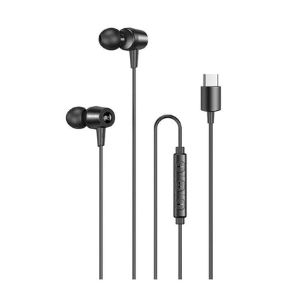 Awei In-Ear Earphones for Daily Commutes and Work wired black earbuds with inline mic and USB-C connector
